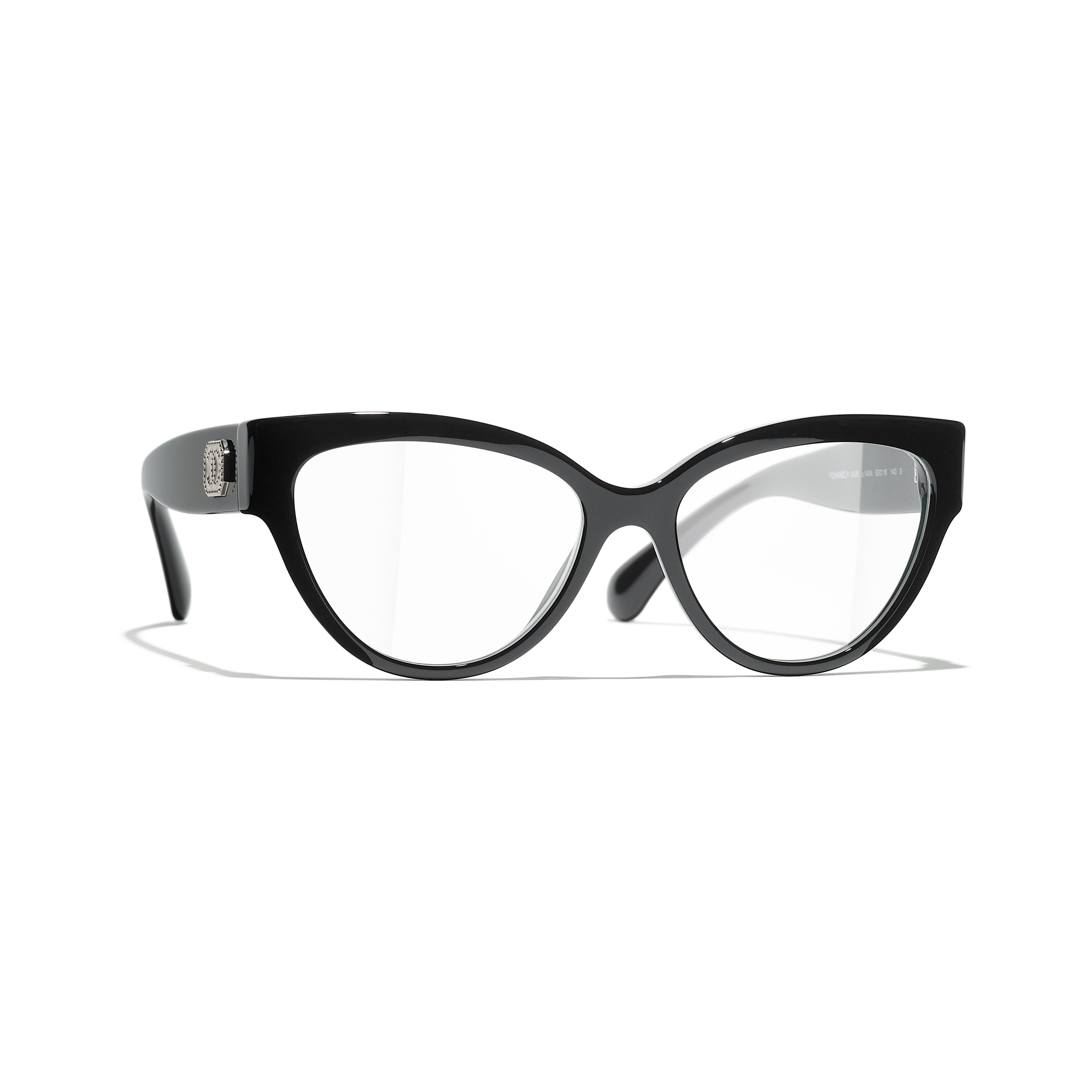 (Women) CHANEL Black Cat-Eye Acetate Optical Glasses for Women with Decorative Temples CH3436-C1404 圖 2