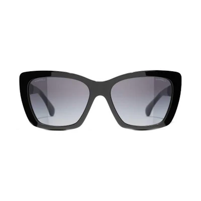 (Women) CHANEL Black Cat-Eye Sunglasses with Side Lettering Design CH5476QC501S6