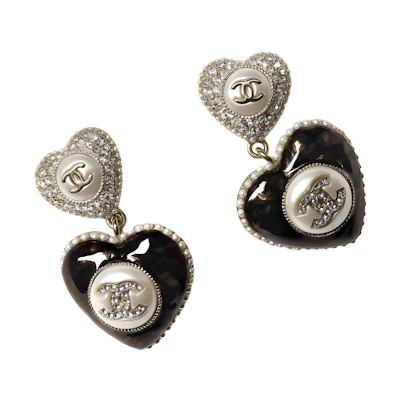 (Women) CHANEL Black Elegant Trendy Rhinestone Pearl Earrings for Women. AB9394-B09088-NK216