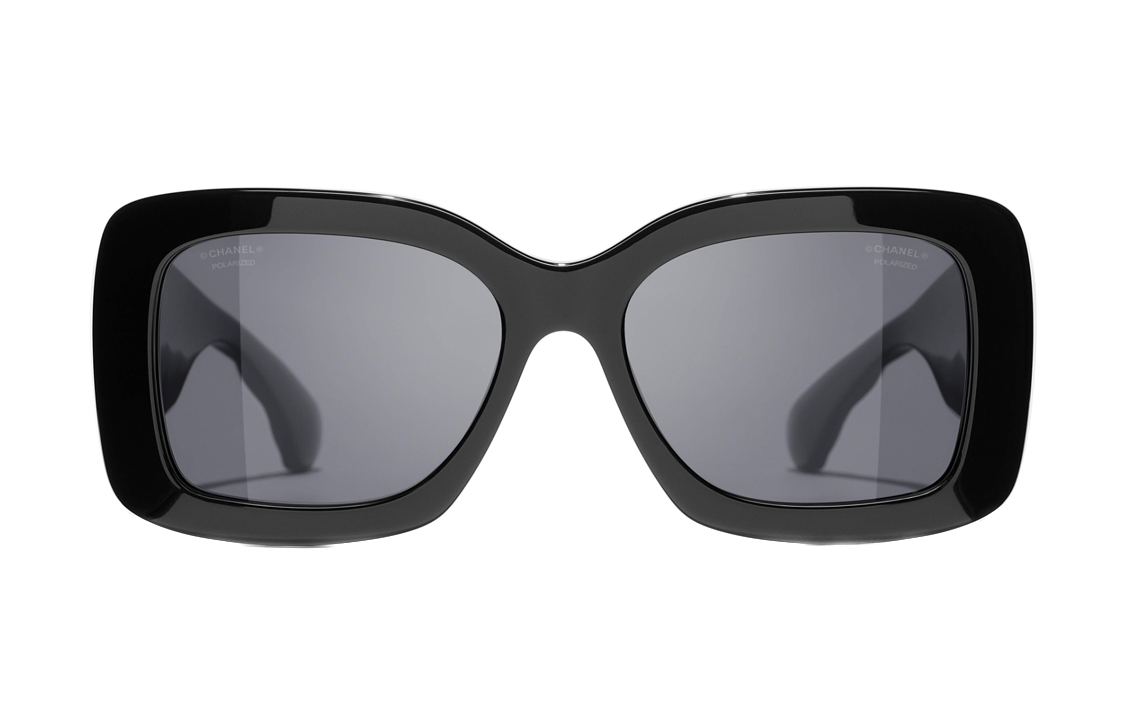 (Women) CHANEL Black Full Frame Logo Irregular Sunglasses for Women. CH5483C622T8 圖 2