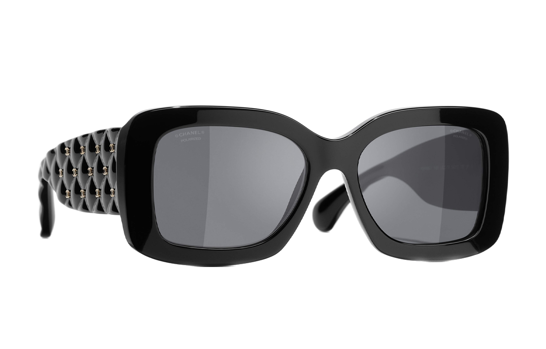 (Women) CHANEL Black Full Frame Logo Irregular Sunglasses for Women. CH5483C622T8 圖 3