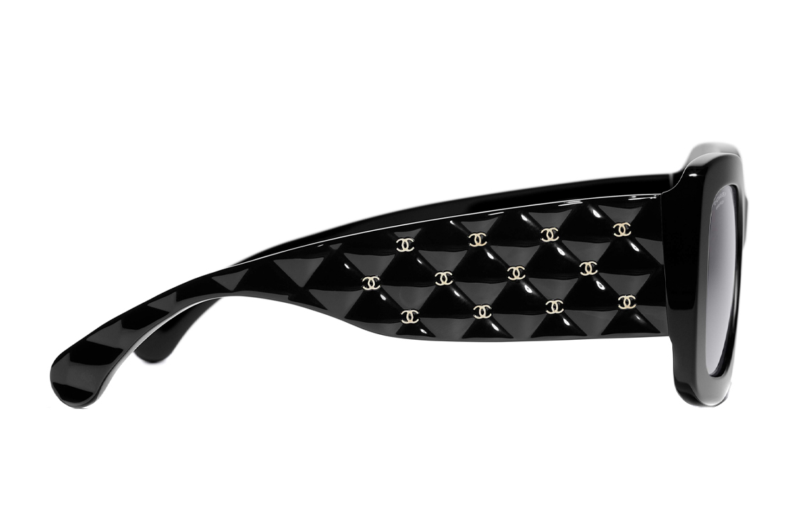 (Women) CHANEL Black Full Frame Logo Irregular Sunglasses for Women. CH5483C622T8 圖 4