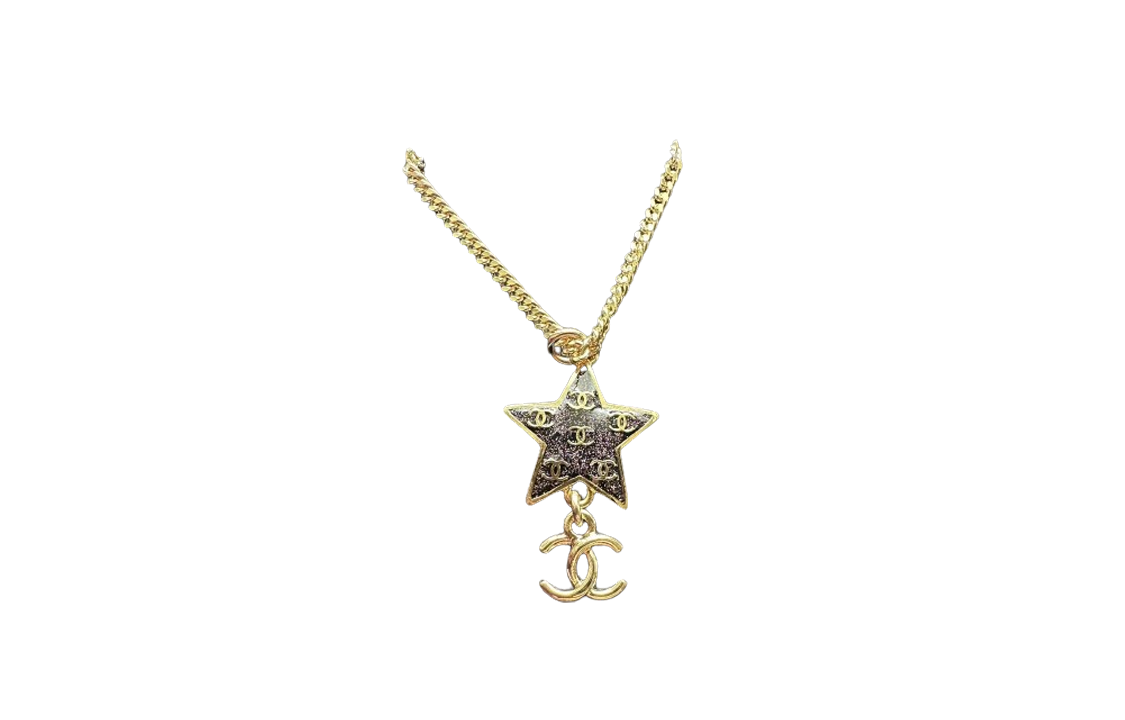(Women) CHANEL Black Gold Star Pendant Classic Double C Necklace Women Black ABC677-B15371-NU451