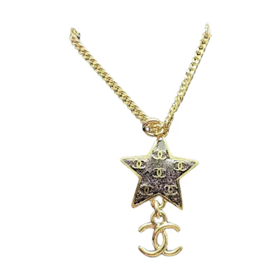 (Women) CHANEL Black Gold Star Pendant Classic Double C Necklace Women Black ABC677-B15371-NU451