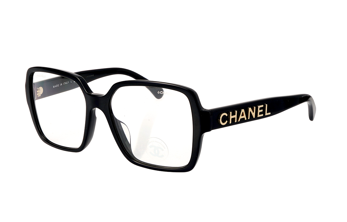 (Women) CHANEL Black Optical Glasses with Gold Logo - Asian Fit Square Frame CH5408A-C6221W