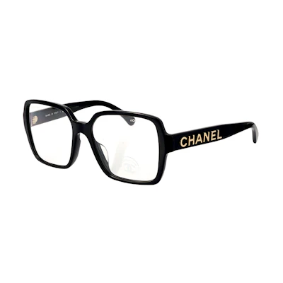 (Women) CHANEL Black Optical Glasses with Gold Logo - Asian Fit Square Frame CH5408A-C6221W