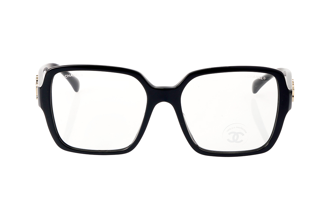 (Women) CHANEL Black Optical Glasses with Gold Logo - Asian Fit Square Frame CH5408A-C6221W 圖 3