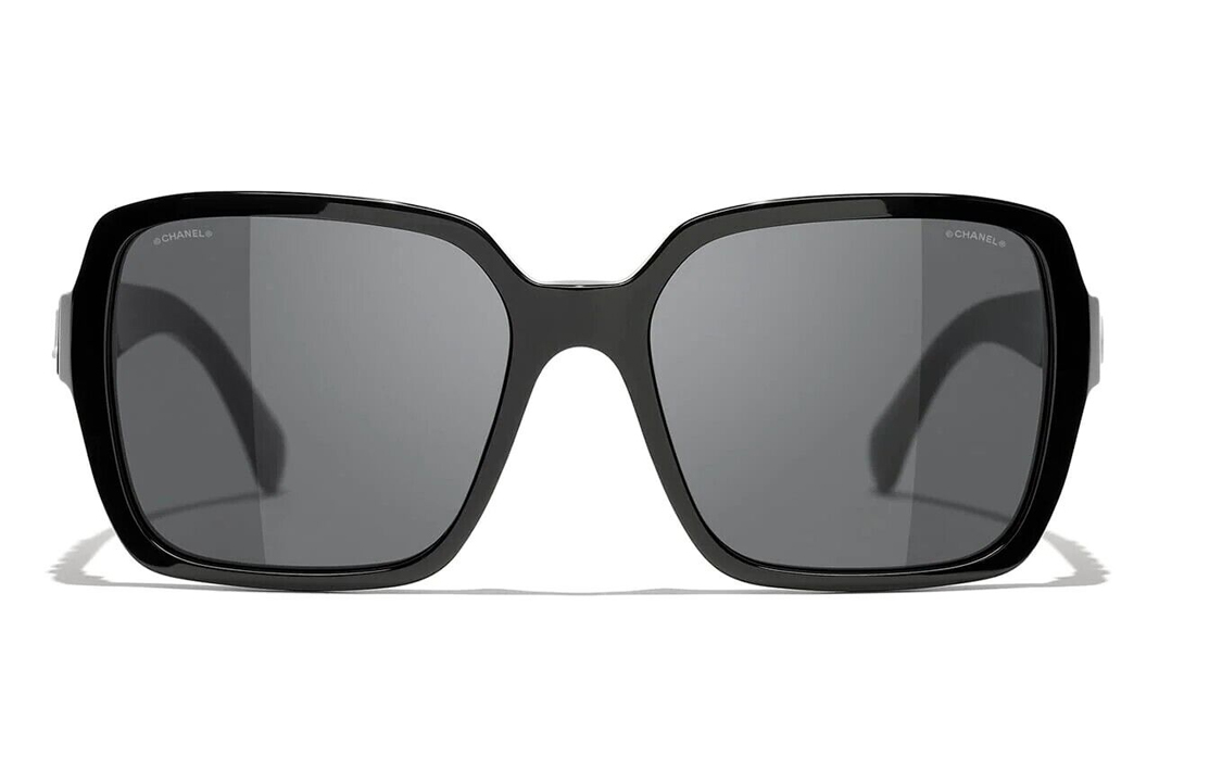 (Women) CHANEL Black Square Acetate Sunglasses with Two-Tone Design and Logo Temples for Women. 0CH5408 1026S4 56 圖 3