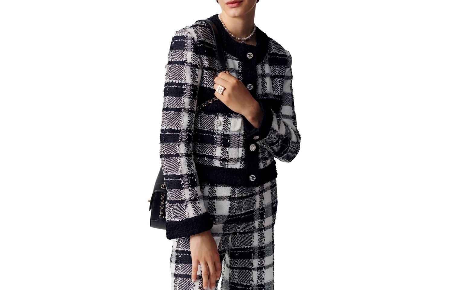 (Women) Chanel Black Tweed Check Print Button-Up Jacket - Spring/Summer 2023 P74407-V65893-NM417 圖 2