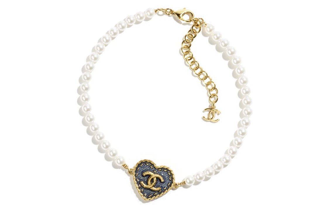 (Women) CHANEL Blue Heart Double C Pendant Necklace with Metal and Faux Pearls for Women. ABC711-B15374-NU455 圖 2