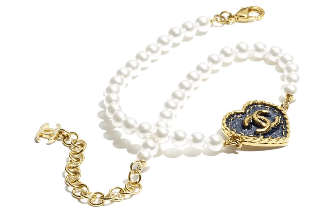 (Women) CHANEL Blue Heart Double C Pendant Necklace with Metal and Faux Pearls for Women. ABC711-B15374-NU455 圖 3
