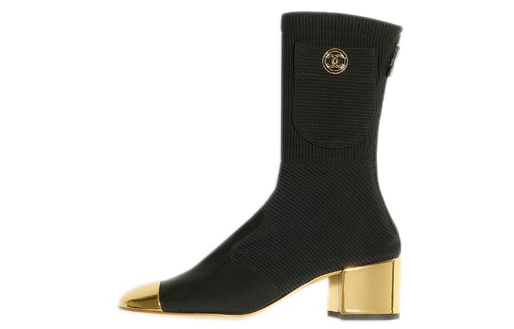 (Women) Chanel Boot 'Black Gold Laminated Calfskin' G38522-Y55699-K3818