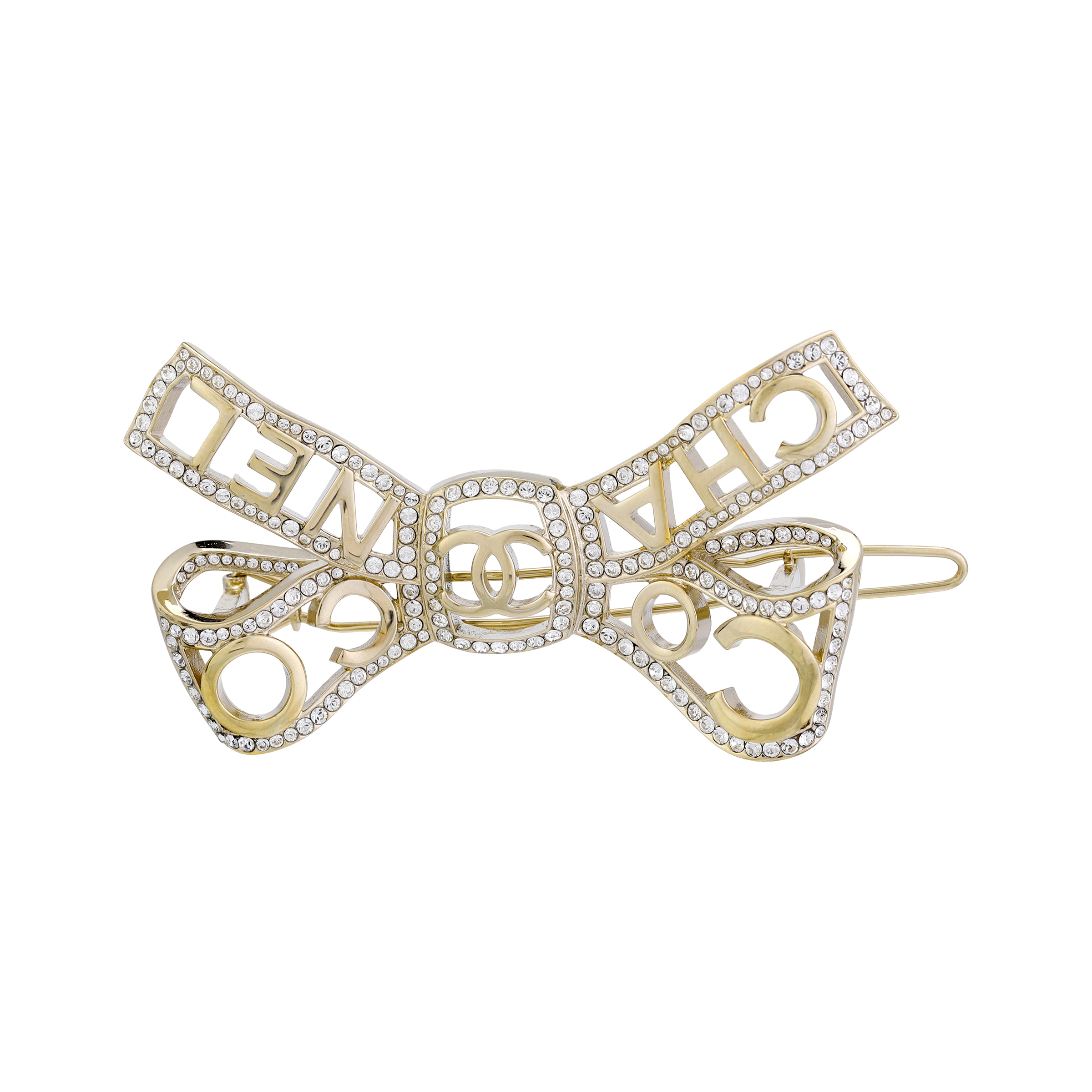 (Women) CHANEL Bowknot Rhinestone Hollow Metal Hair Clip for Women. AA4882-B04129-N8974
