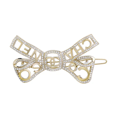 (Women) CHANEL Bowknot Rhinestone Hollow Metal Hair Clip for Women. AA4882-B04129-N8974