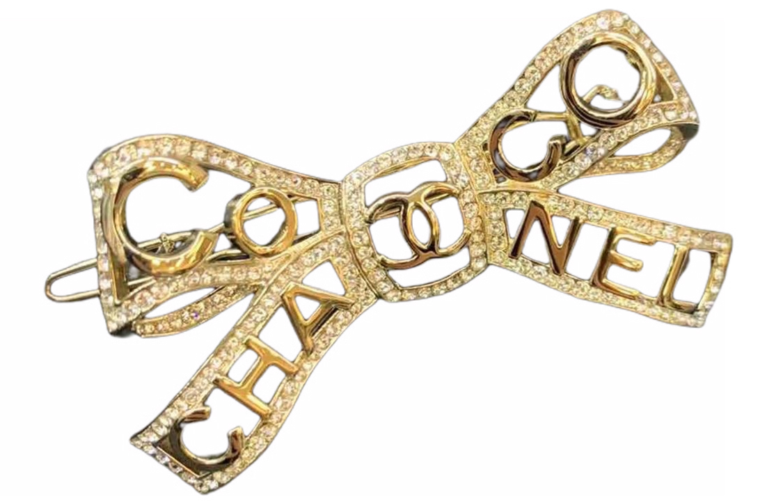 Order (W) 샤넬 여성용 보우 노트 크리스탈 메탈 헤어클립. AA4882-B04129-N8974