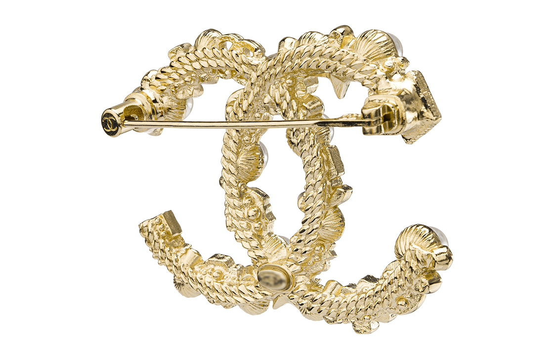 (Women) CHANEL Brooch Gold Double C Logo Perfume Bottle Clover Pearl  Pin. AB2918-B07863-N5443 圖 4