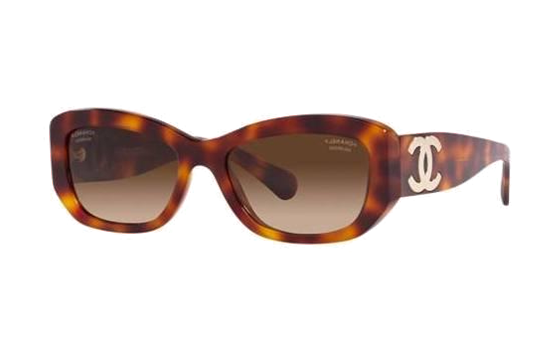 Order (W) 香奈儿女士棕色板材不规则太阳镜侧边字母细节 CH54931295S9