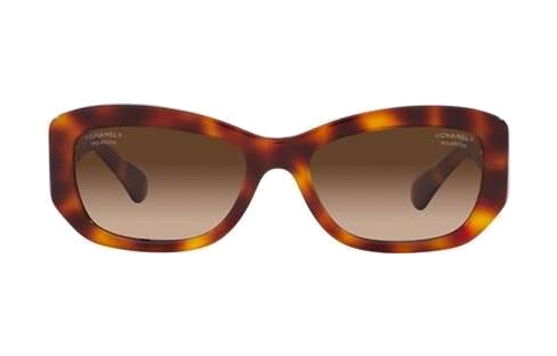 Lookbook (W) 香奈儿女士棕色板材不规则太阳镜侧边字母细节 CH54931295S9