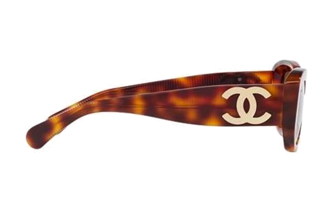 Shop (W) 香奈儿女士棕色板材不规则太阳镜侧边字母细节 CH54931295S9