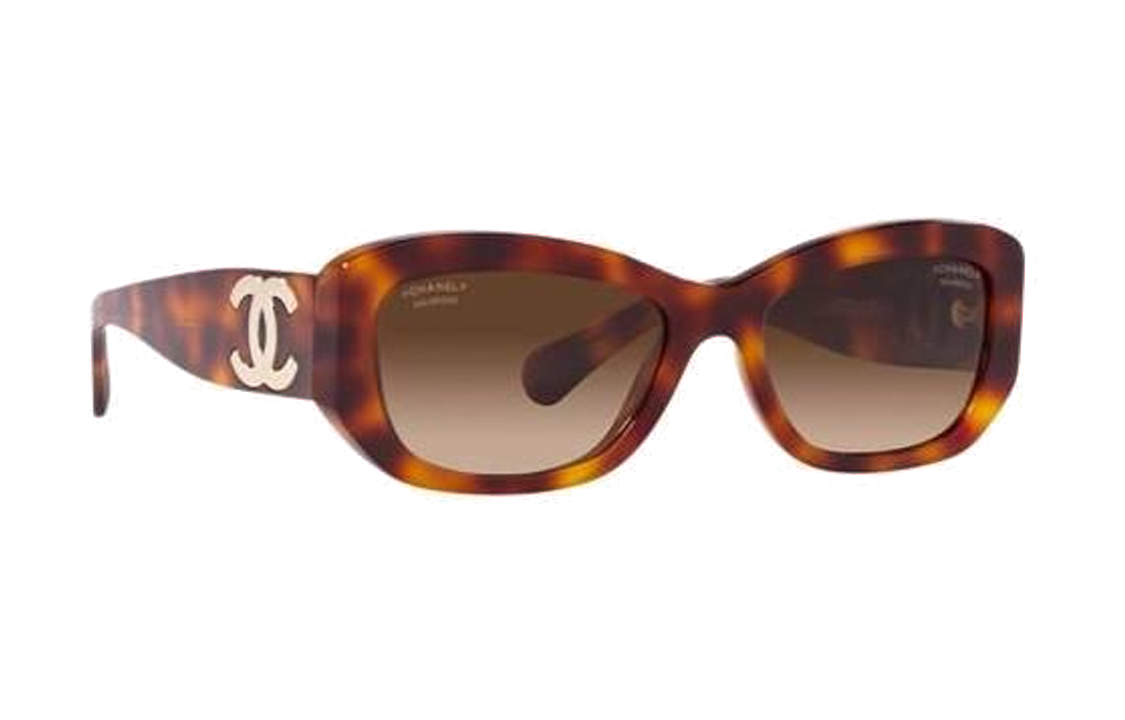 Purchase (W) 香奈儿女士棕色板材不规则太阳镜侧边字母细节 CH54931295S9