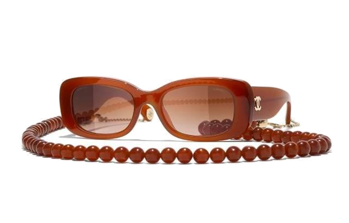 (Women) CHANEL Brown Beaded Logo Square Sunglasses CH54881722S5 圖 2