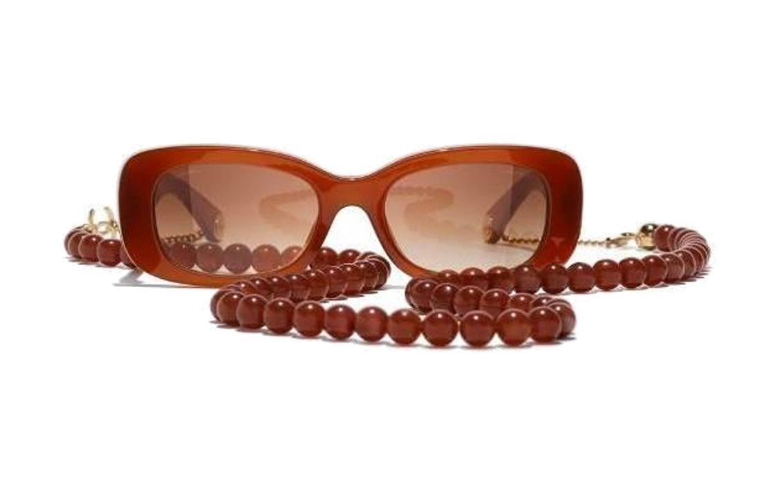(Women) CHANEL Brown Beaded Logo Square Sunglasses CH54881722S5 圖 3