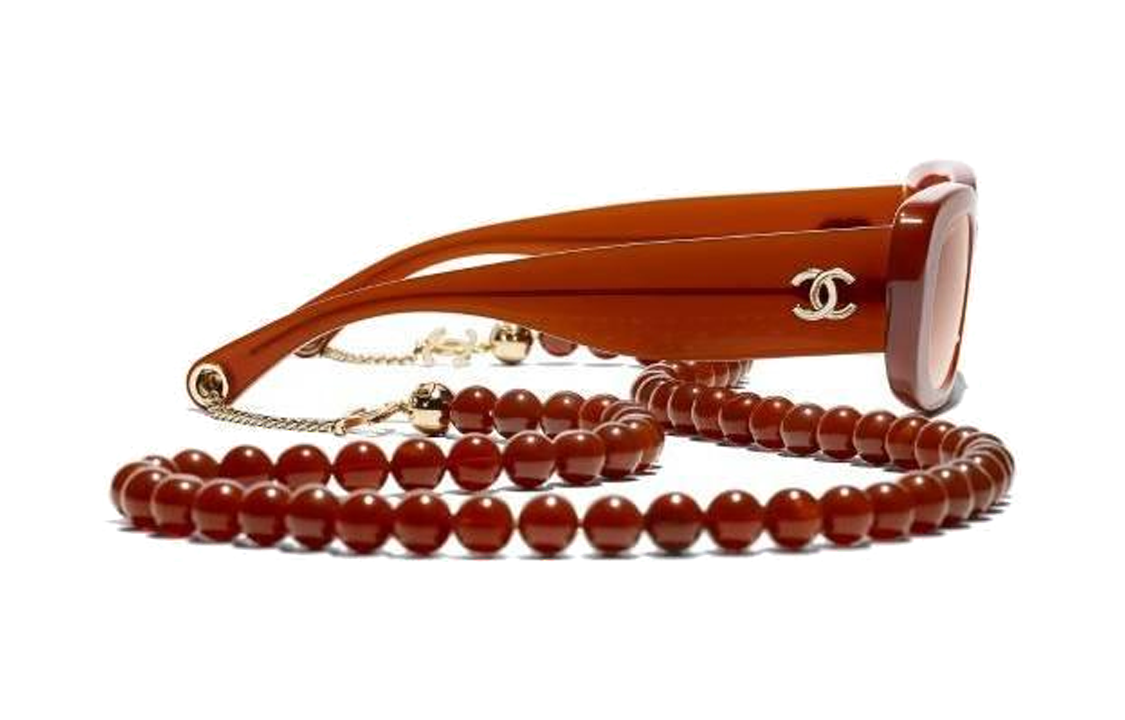 (Women) CHANEL Brown Beaded Logo Square Sunglasses CH54881722S5 圖 4