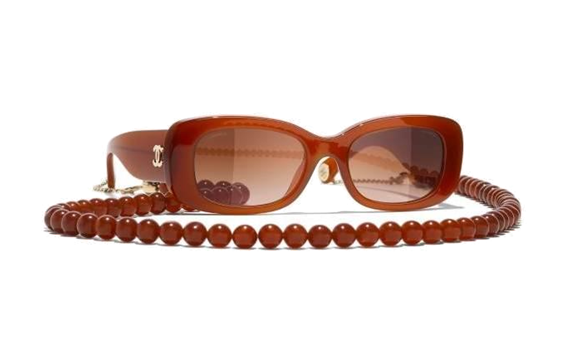 (Women) CHANEL Brown Beaded Logo Square Sunglasses CH54881722S5 圖 5