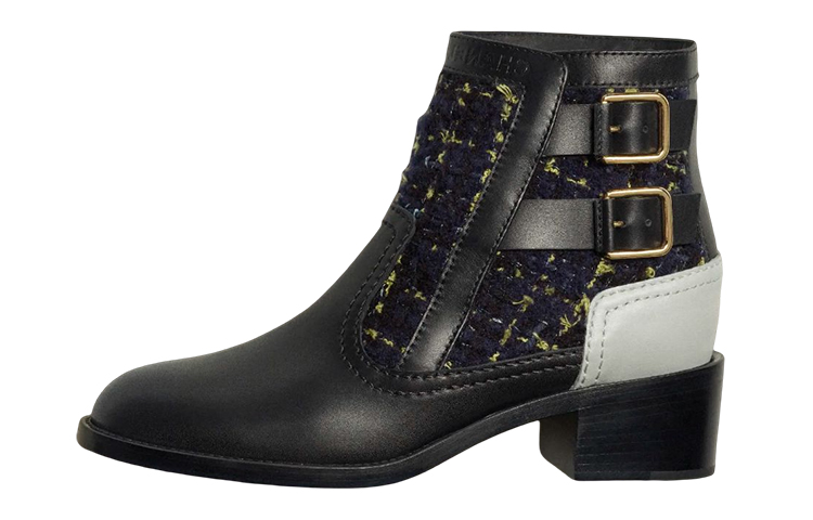 (W) Chanel Calfskin Buckle Ankle Boots 'Blue Black'