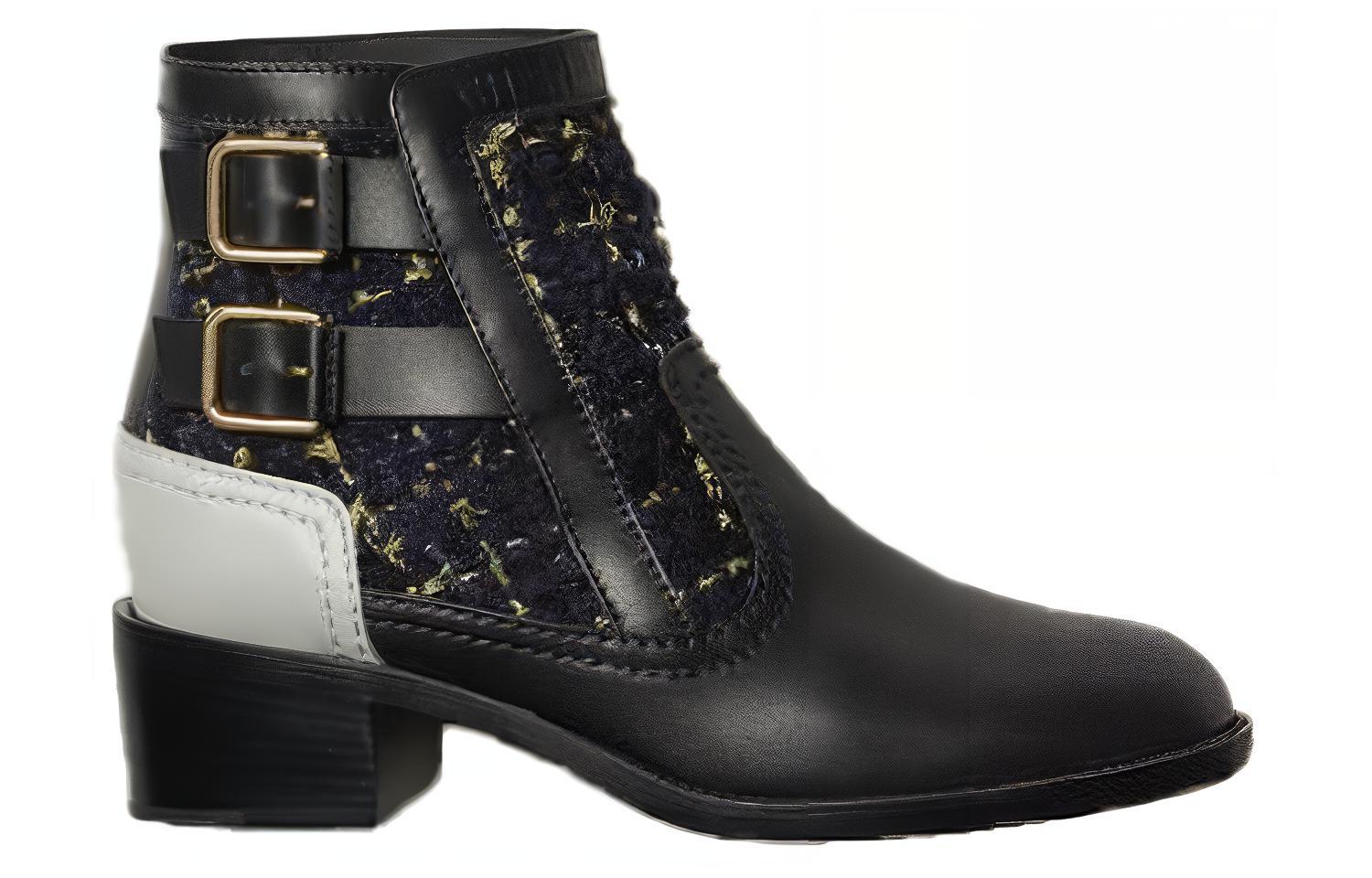 (W) Chanel Calfskin Buckle Ankle Boots 'Blue Black' 圖 2