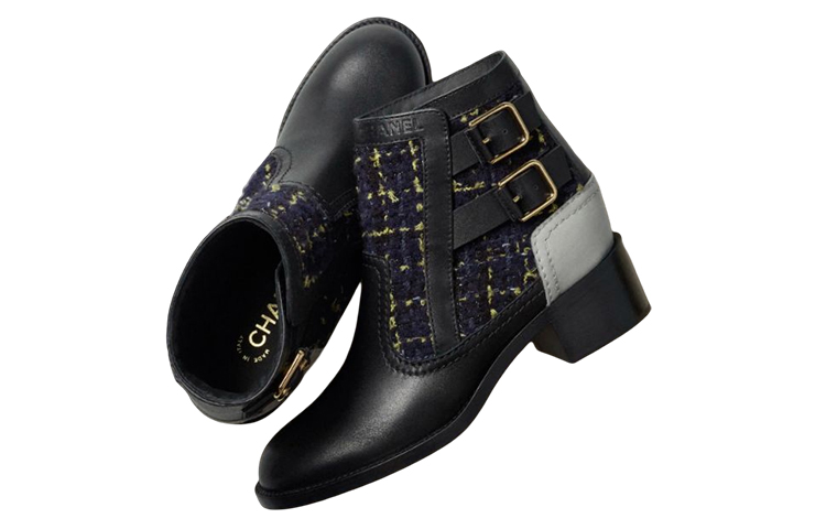(W) Chanel Calfskin Buckle Ankle Boots 'Blue Black' 圖 3