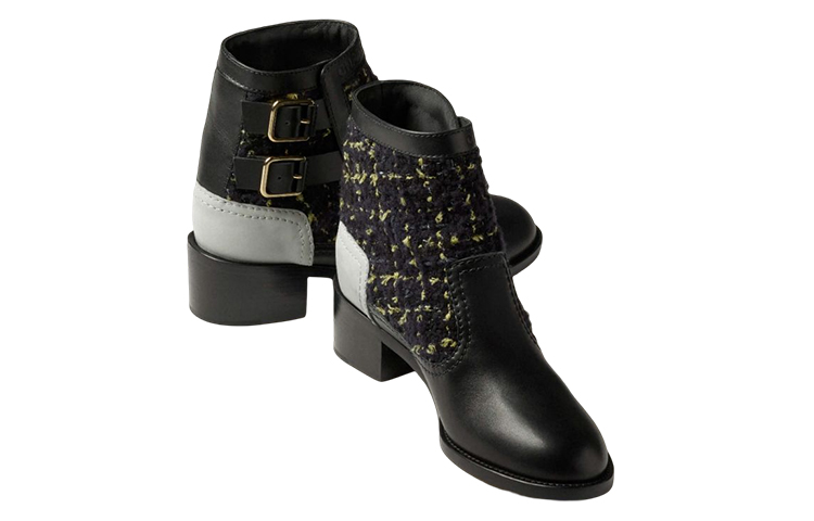 (W) Chanel Calfskin Buckle Ankle Boots 'Blue Black' 圖 4