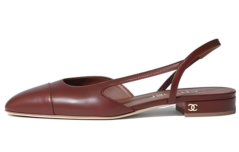 (W) Chanel Calfskin Flat 'Brown Casual'