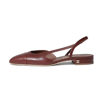 (W) Chanel Calfskin Flat 'Brown Casual'