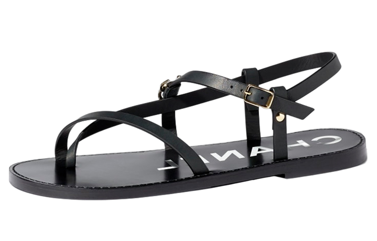 (Women) Chanel Calfskin Flat Buckle Sandals 'Black Fashion' G39856-X56922-94305