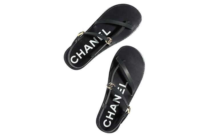 Shop (W) Sandal Rata Chanel Calfskin Buckle 'Fesyen Hitam' G39856-X56922-94305