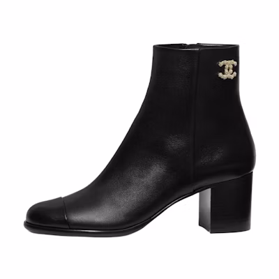(W) Chanel Calfskin High Heel Ankle Boot 'Black'