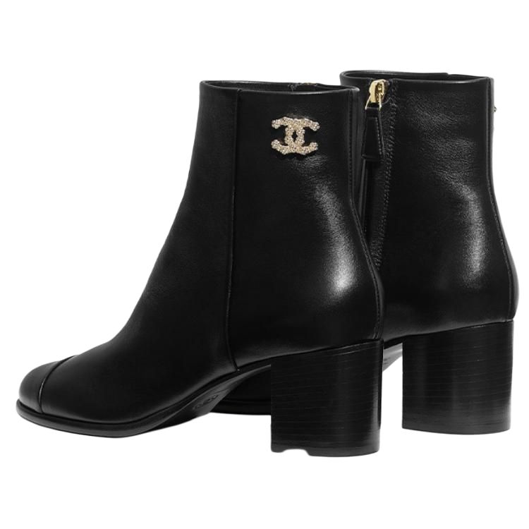 (W) Chanel Calfskin High Heel Ankle Boot 'Black' 圖 4