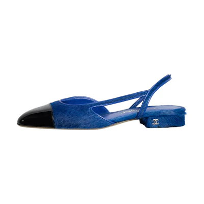 (W) Chanel Calfskin Logo Sandals 'Blue Black'
