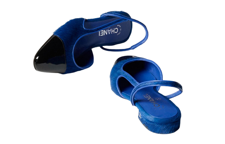 (W) Chanel Calfskin Logo Sandals 'Blue Black' 圖 4