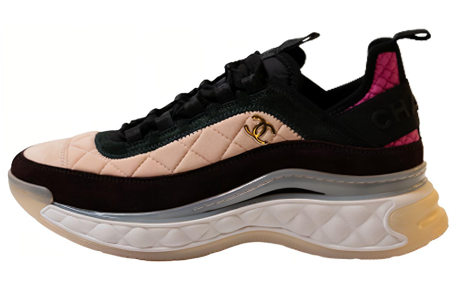 Buy CHANEL香奈兒 牛皮 厚底綁帶 運動休閒鞋 女款 黑粉色