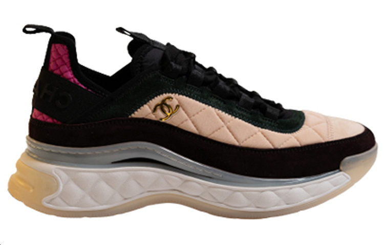 Order (W) Chanel Baskets Plateforme Cuir Noir Rose G38501-Y55619-K3541