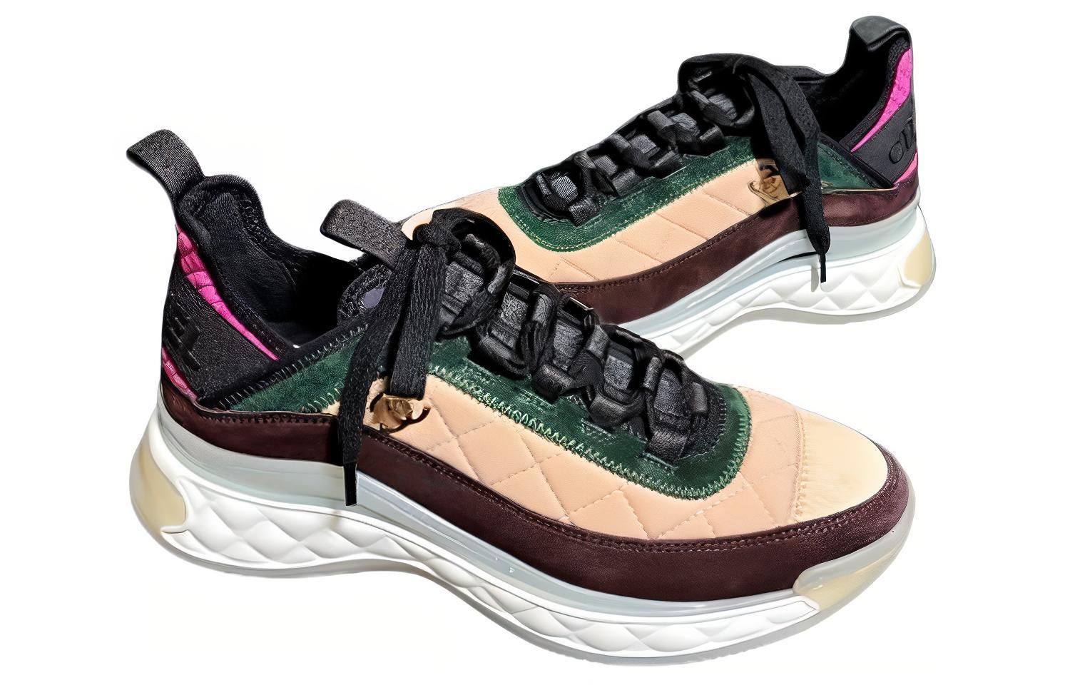 Lookbook CHANEL香奈兒 牛皮 厚底綁帶 運動休閒鞋 女款 黑粉色