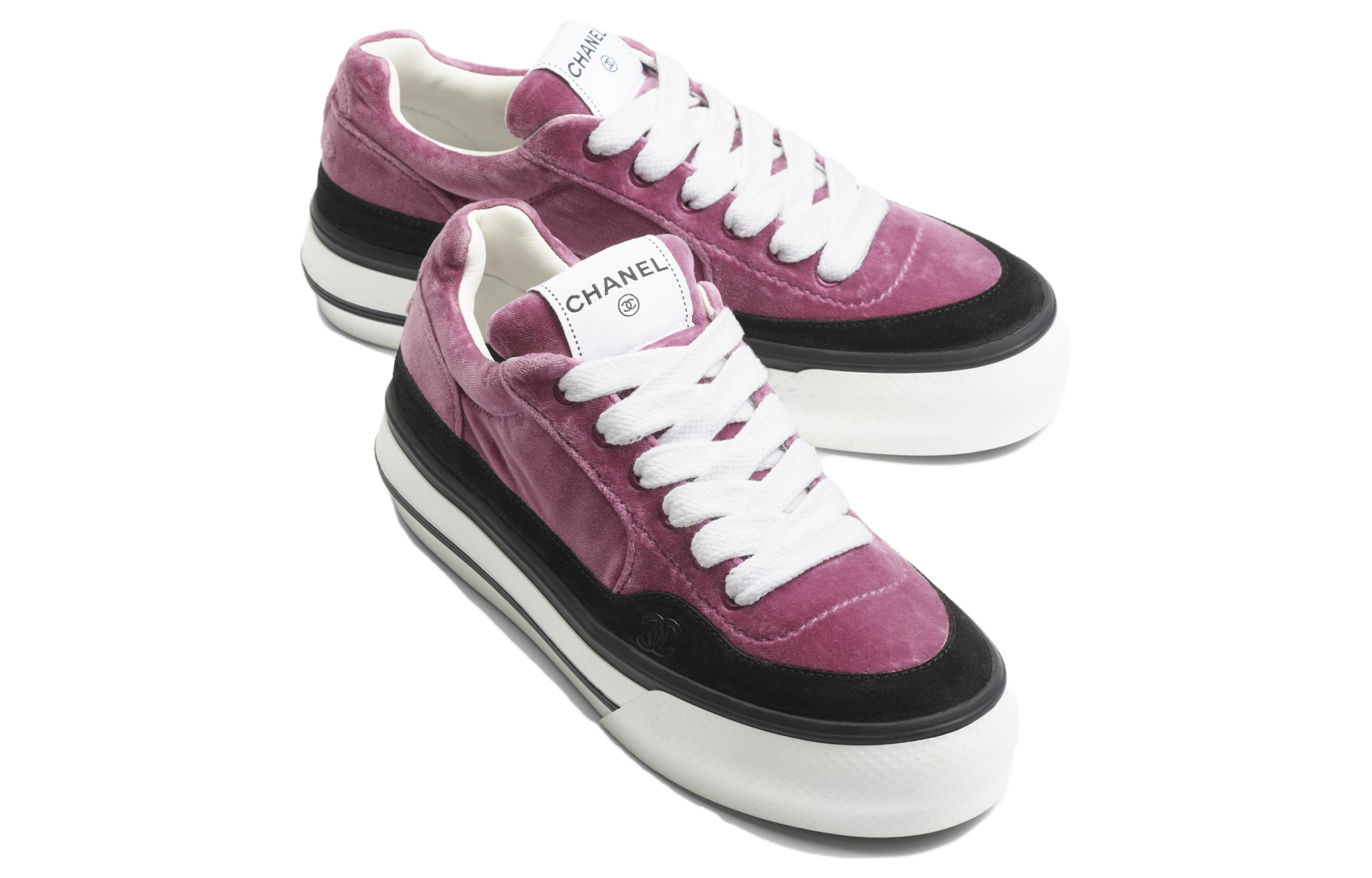 Order (W) Chanel Kalfsleer Veterschoenen Lage Sneakers ''Roze'' G45208-B14074-NR424