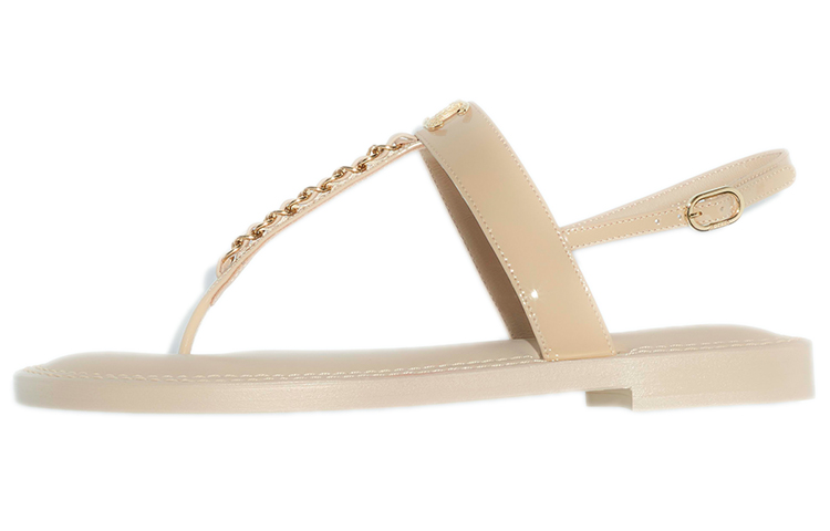 (W) Chanel Calfskin Round-Toe Slide 'Beige'