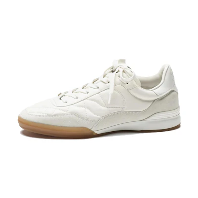 (W) Chanel Calfskin Round Toe Lace-Up Low-Top 'White'