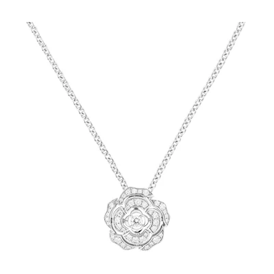 (Women) CHANEL Camelia Diamond 18K White Gold Necklace for Women J11177