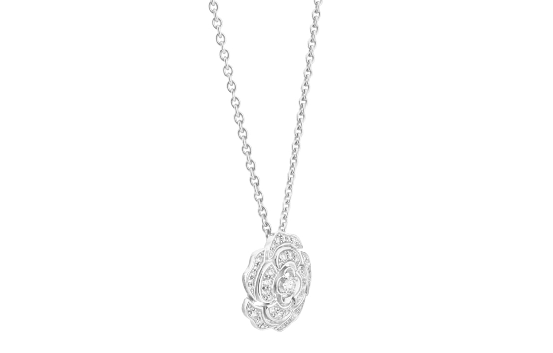 (Women) CHANEL Camelia Diamond 18K White Gold Necklace for Women J11177 圖 4