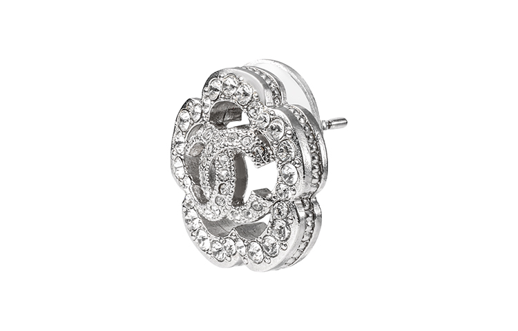 (Women) CHANEL Camellia Classic Metal Rhinestone Stud Earrings for Women. AB3522-B02595-N6403 圖 4