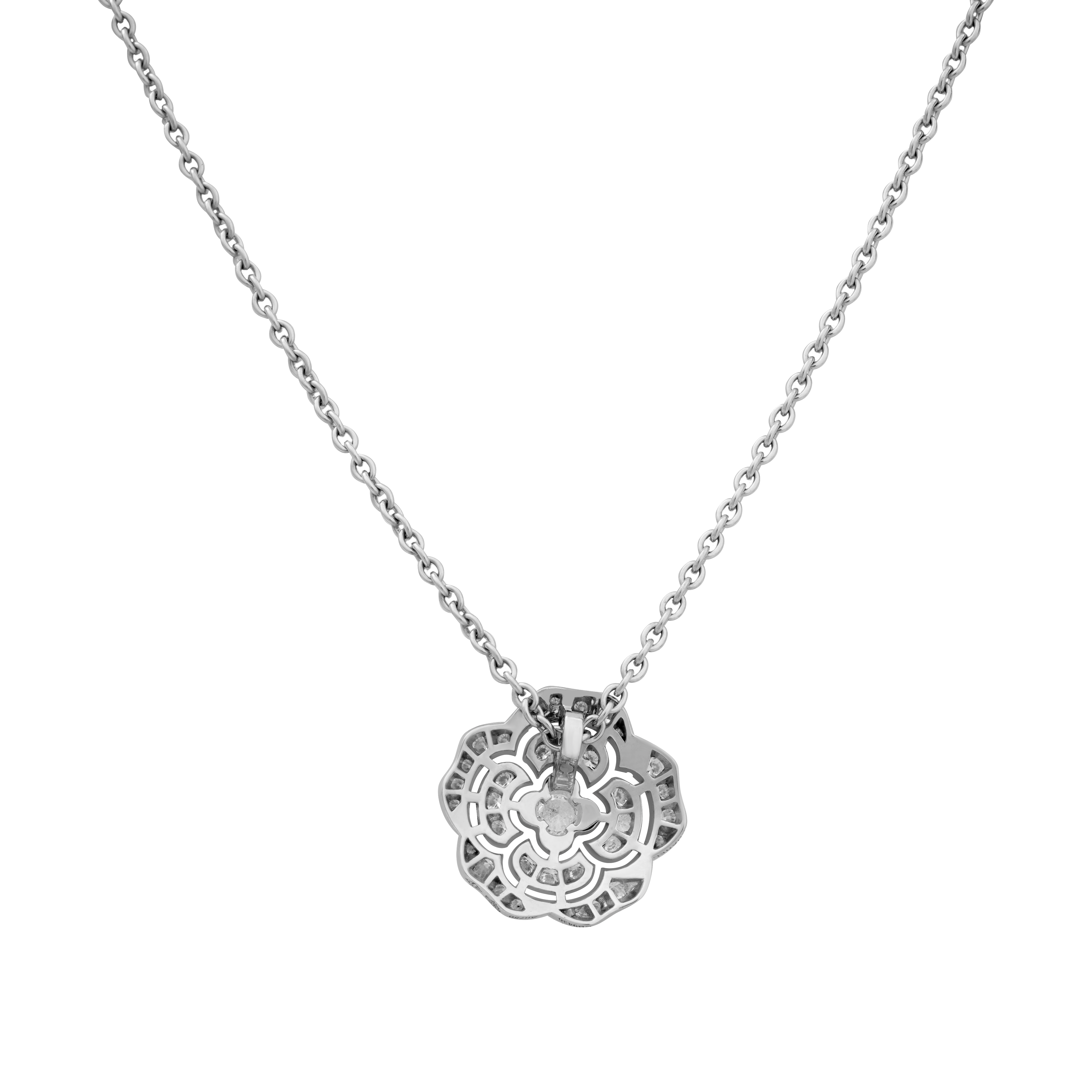 Shop (Women) CHANEL Camellia Diamond Necklace 18K White Gold Classic  Silver. J12071